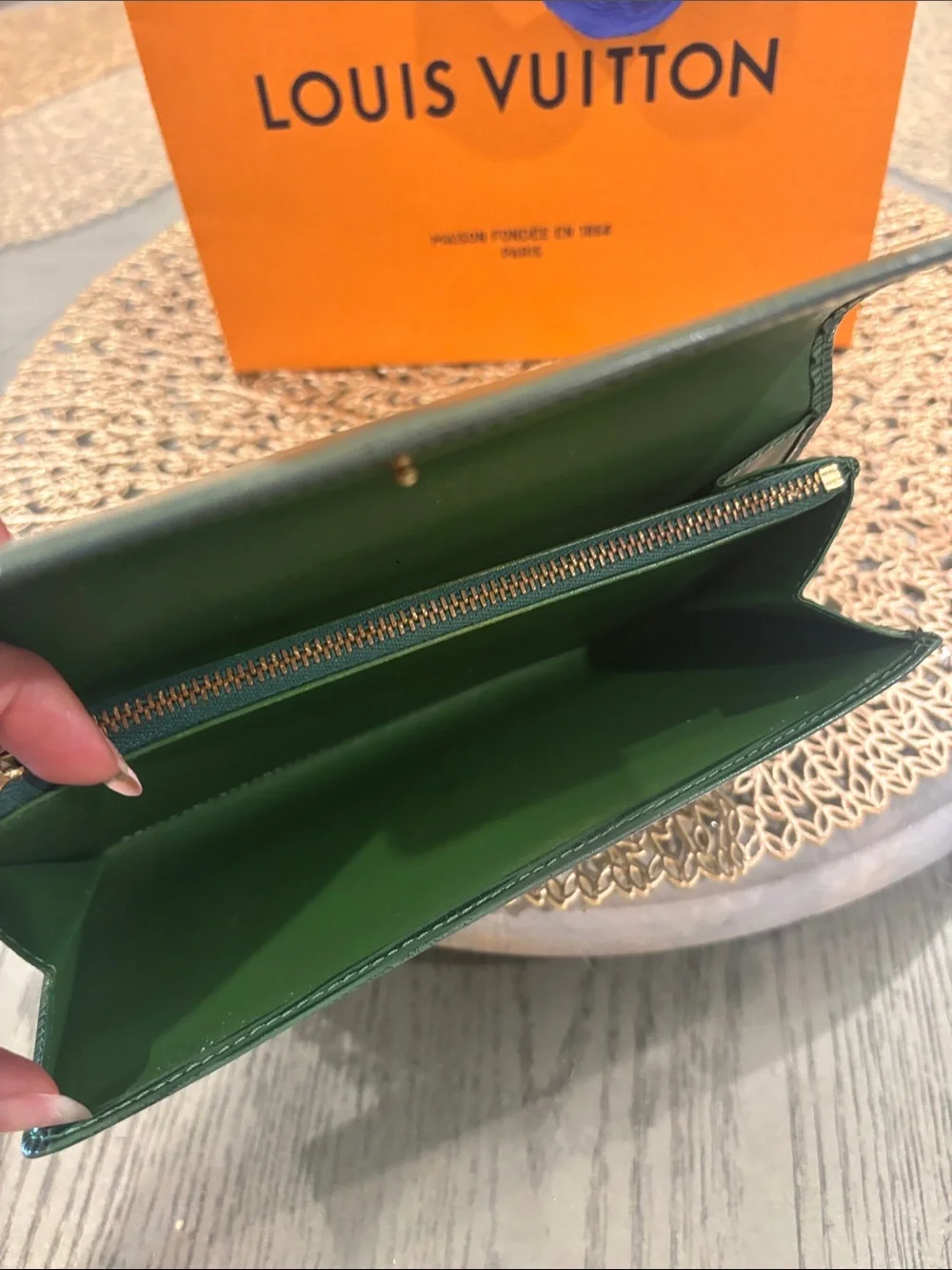 Louis Vuitton Dark Green Epi Leather Long Wallet-Sarah style